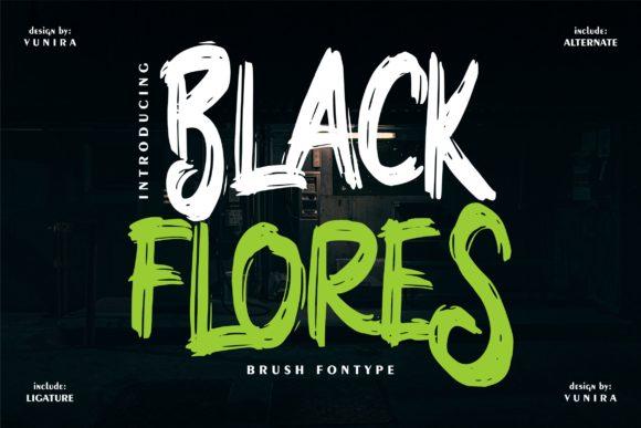 Black Flores Font: A Rough Brushed Display for Unique Branding